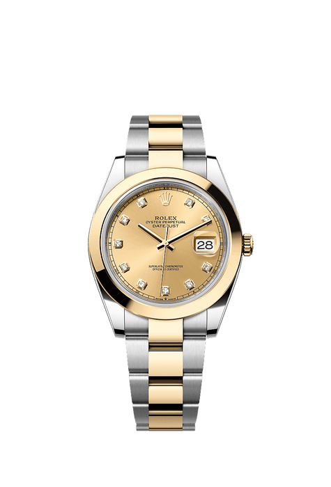 Rolex Two-Tone (YG/SS) Datejust - 41mm - Champagne-colour Diamond Dial - Oyster