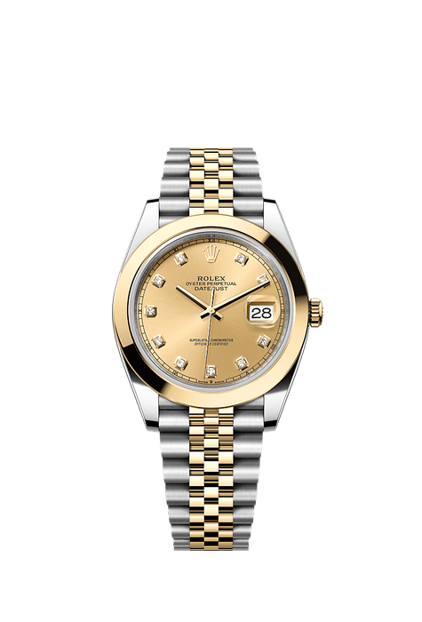 Rolex Two-Tone (YG/SS) Datejust - 41mm - Champagne-colour Diamond Dial - Jubilee