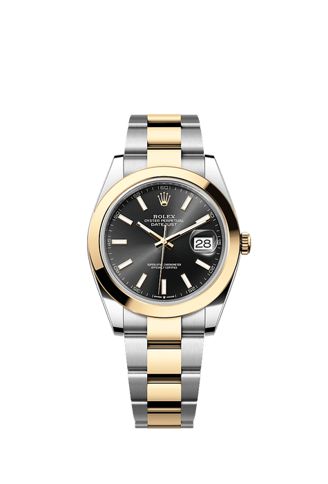 Rolex Two-Tone (YG/SS) Datejust - 41mm - Bright black - Oyster