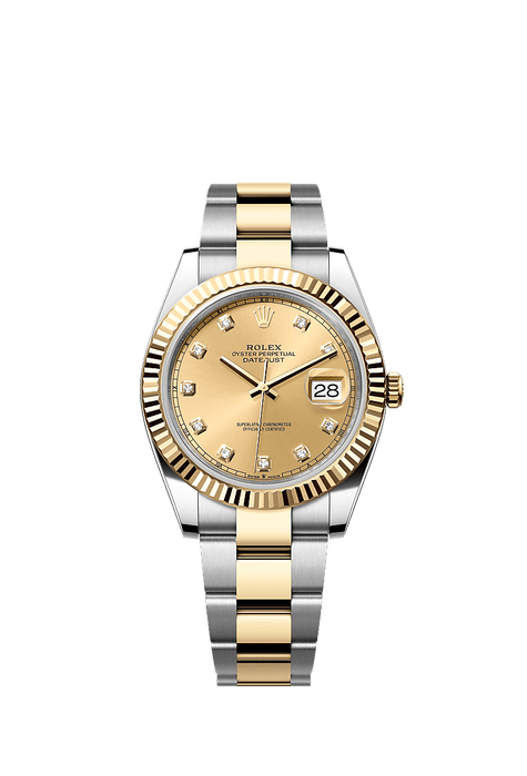 Rolex Two-Tone (YG/SS) Datejust - 41mm - Champagne-colour Diamond Dial - Oyster