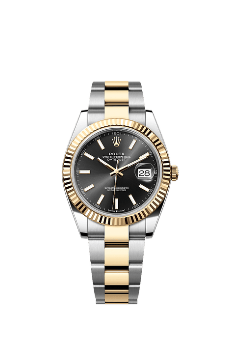 Rolex Two-Tone (YG/SS) Datejust - 41mm - Bright black - Oyster