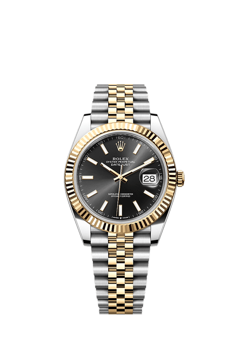 Rolex Two-Tone (YG/SS) Datejust - 41mm - Bright black - Jubilee