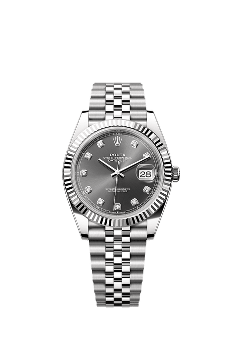 Rolex Stainless Steel Datejust - 41mm - Slate Diamond Dial - Jubilee