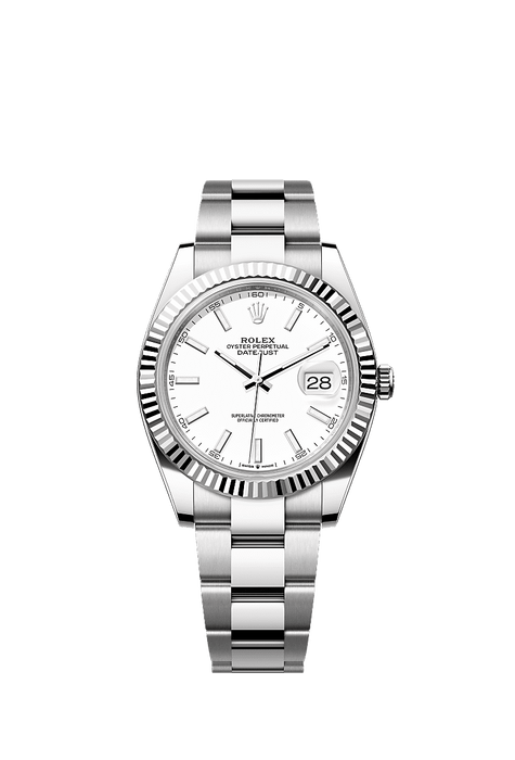 Rolex Stainless Steel Datejust - 41mm - White - Oyster