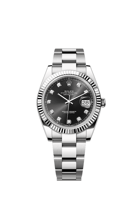 Rolex Stainless Steel Datejust - 41mm - Bright black Diamond Dial - Oyster