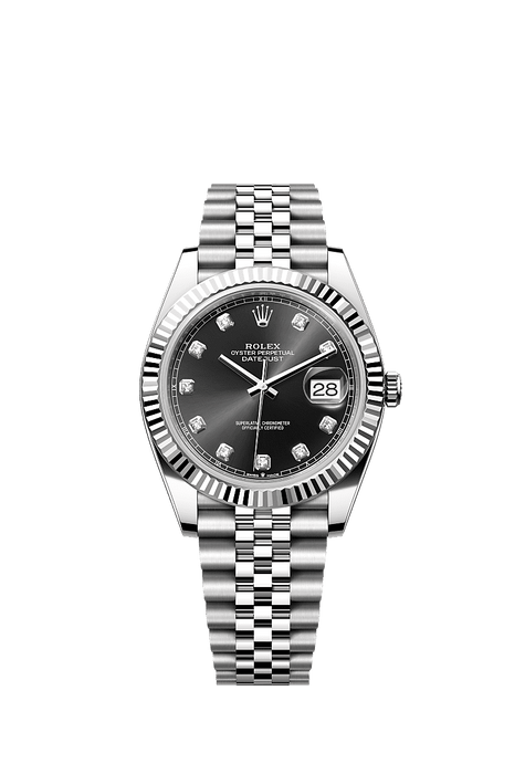 Rolex Stainless Steel Datejust - 41mm - Bright black Diamond Dial - Jubilee