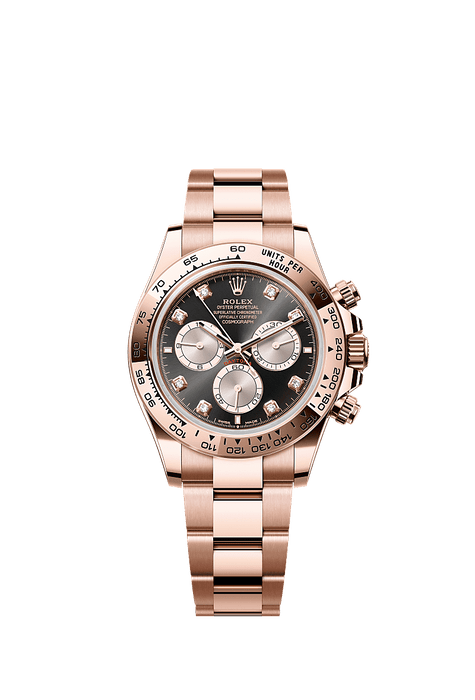 Rolex Rose Gold Daytona - 40mm - Bright black and Sundust Diamond Dial - Oyster