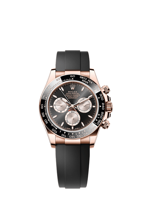 Rolex Rose Gold Daytona - 40mm - Bright black and Sundust - Oysterflex