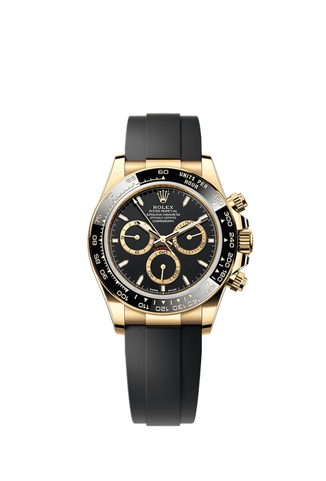 Rolex Yellow Gold Daytona - 40mm - Black, golden counter rings - Oysterflex