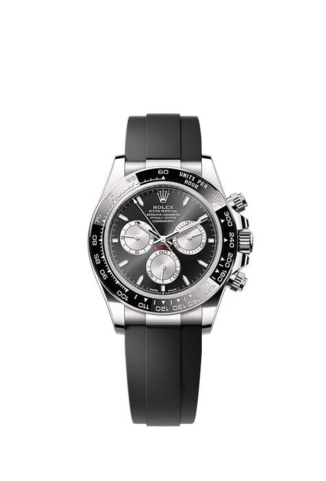 Rolex White Gold Daytona - 40mm - Bright black and steel - Oysterflex