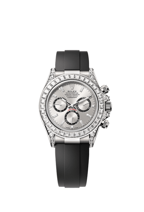 Rolex White Gold Daytona - 40mm - Steel, bright black counter rings Diamond Dial