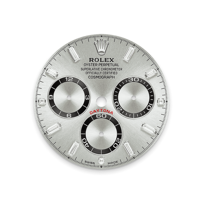 Rolex White Gold Daytona - 40mm - Steel, bright black counter rings Diamond Dial