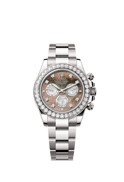 Rolex White Gold Daytona - 40mm - Black and white mother-of-pearl Diamond Dial