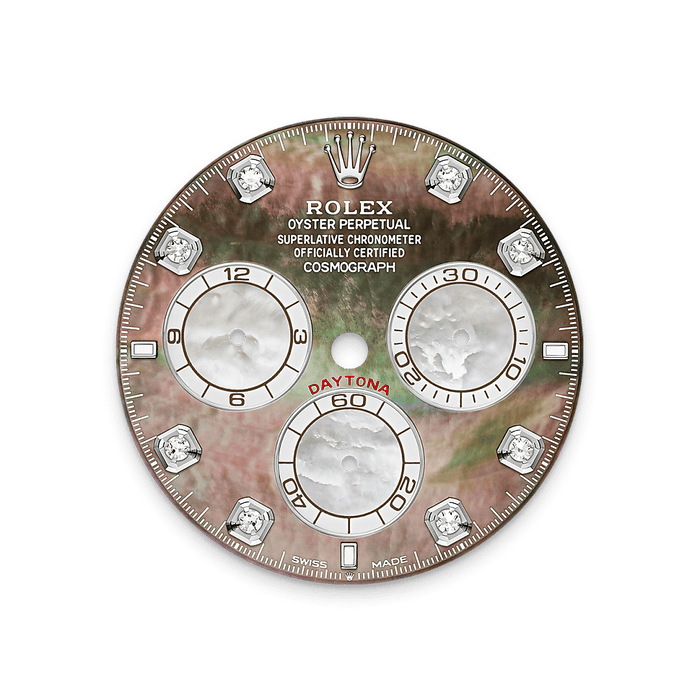 Rolex White Gold Daytona - 40mm - Black and white mother-of-pearl Diamond Dial