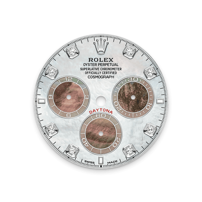 Rolex White Gold Daytona - 40mm - White and black mother-of-pearl Diamond Dial