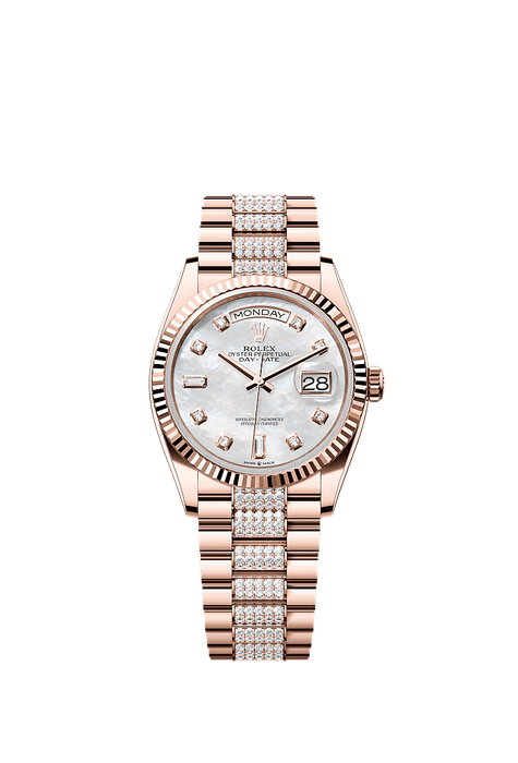 Rolex Rose Gold Day-Date - 36mm - White mother-of-pearl Diamond Dial - President