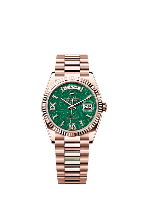 Rolex Rose Gold Day-Date - 36mm - Green aventurine Diamond Dial - President