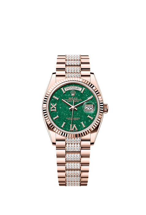 Rolex Rose Gold Day-Date - 36mm - Green aventurine Diamond Dial - President