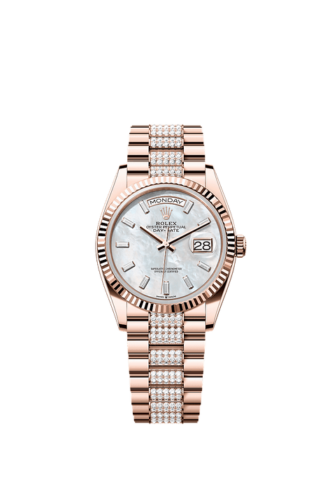 Rolex Rose Gold Day-Date - 36mm - White mother-of-pearl Diamond Dial - President