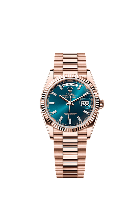 Rolex Rose Gold Day-Date - 36mm - Blue-green Diamond Dial - President