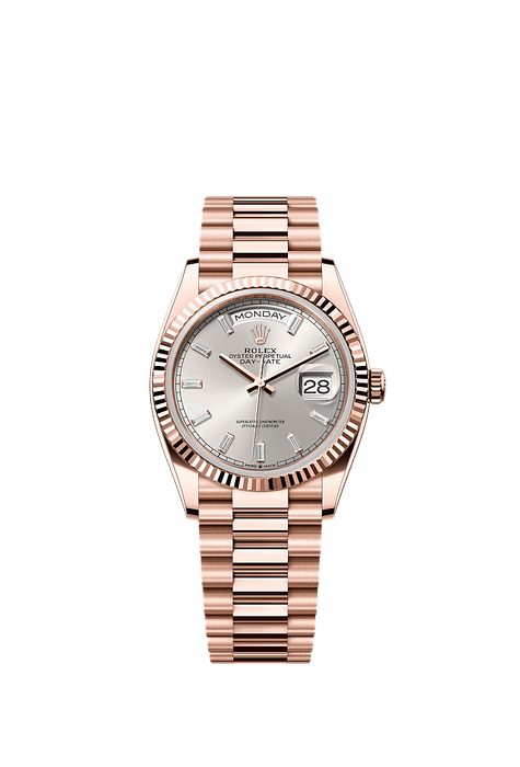 Rolex Rose Gold Day-Date - 36mm - Silver Diamond Dial - President