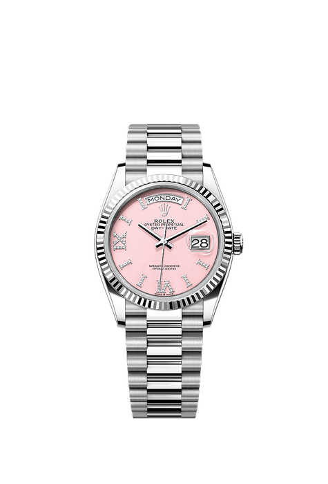 Rolex Platinum Day-Date - 36mm - Pink opal Diamond Dial - President