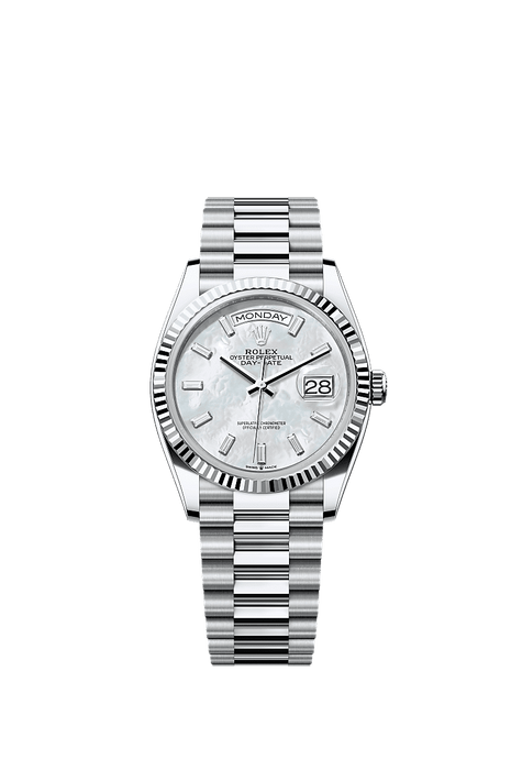 Rolex Platinum Day-Date - 36mm - White mother-of-pearl Diamond Dial - President