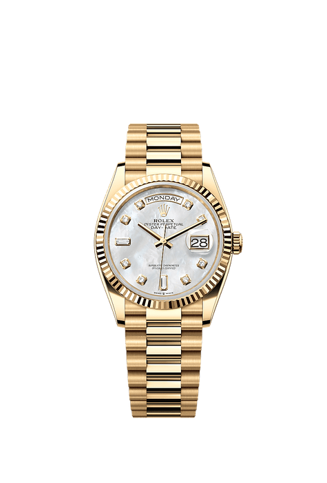 Rolex Yellow Gold Day-Date - 36mm - White mother-of-pearl Diamond Dial - President