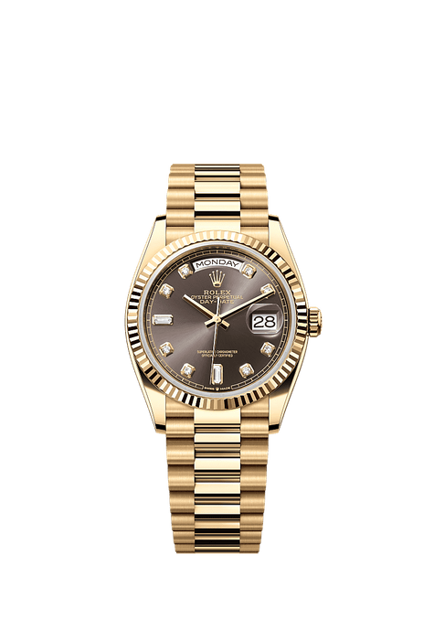 Rolex Yellow Gold Day-Date - 36mm - Dark grey Diamond Dial - President