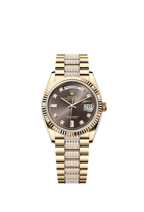 Rolex Yellow Gold Day-Date - 36mm - Dark grey Diamond Dial - President