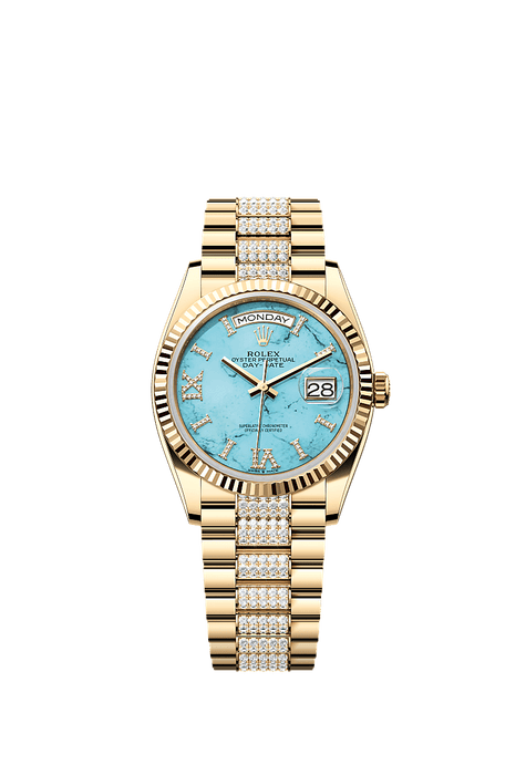 Rolex Yellow Gold Day-Date - 36mm - Turquoise Diamond Dial - President