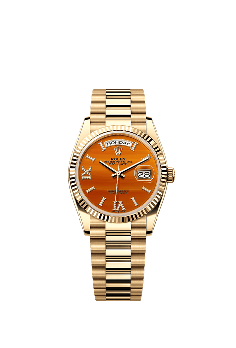 Rolex Yellow Gold Day-Date - 36mm - Carnelian Diamond Dial - President