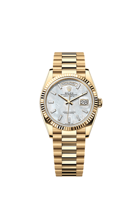 Rolex Yellow Gold Day-Date - 36mm - White mother-of-pearl Diamond Dial - President