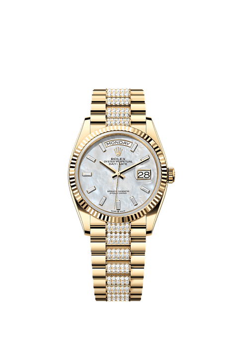 Rolex Yellow Gold Day-Date - 36mm - White mother-of-pearl Diamond Dial - President