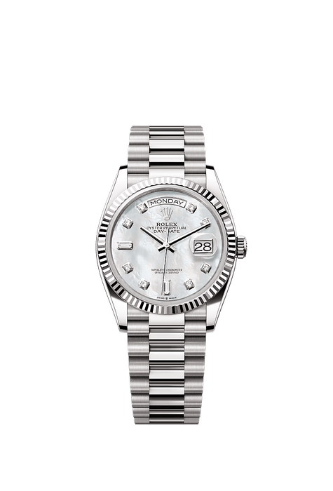 Rolex White Gold Day-Date - 36mm - White mother-of-pearl Diamond Dial - President