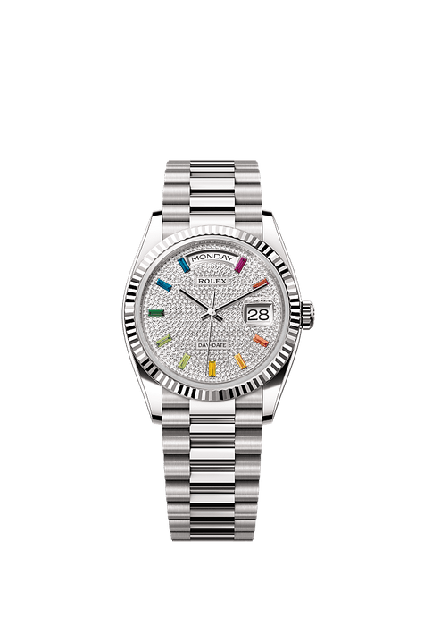 Rolex White Gold Day-Date - 36mm - Diamond-paved - President