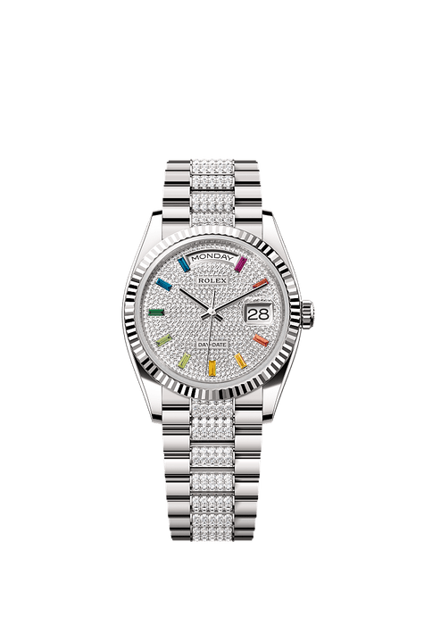 Rolex White Gold Day-Date - 36mm - Diamond-paved - President