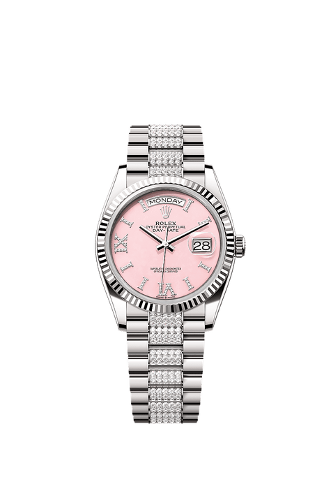 Rolex White Gold Day-Date - 36mm - Pink opal Diamond Dial - President