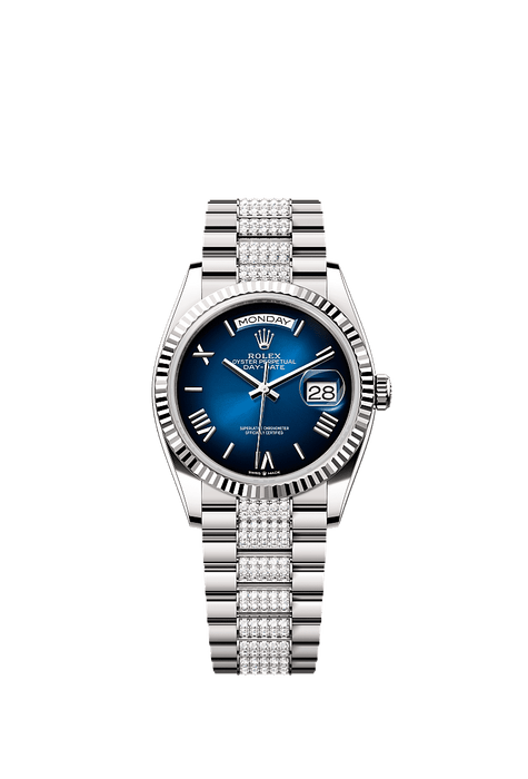 Rolex White Gold Day-Date - 36mm - Blue ombré - President