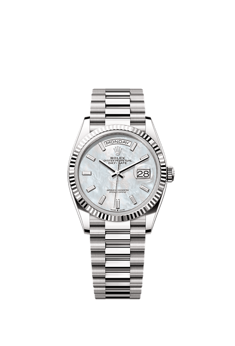 Rolex White Gold Day-Date - 36mm - White mother-of-pearl Diamond Dial - President