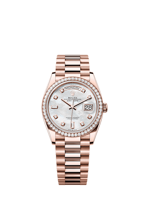 Rolex Rose Gold Day-Date - 36mm - White mother-of-pearl Diamond Dial - President