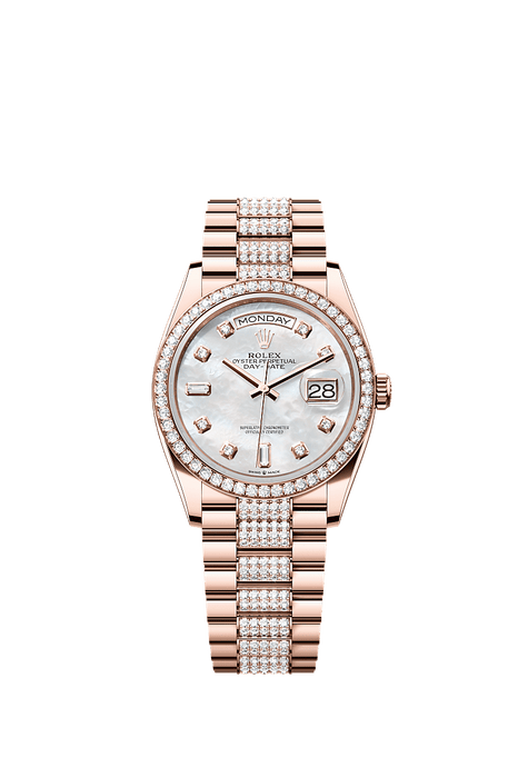 Rolex Rose Gold Day-Date - 36mm - White mother-of-pearl Diamond Dial - President