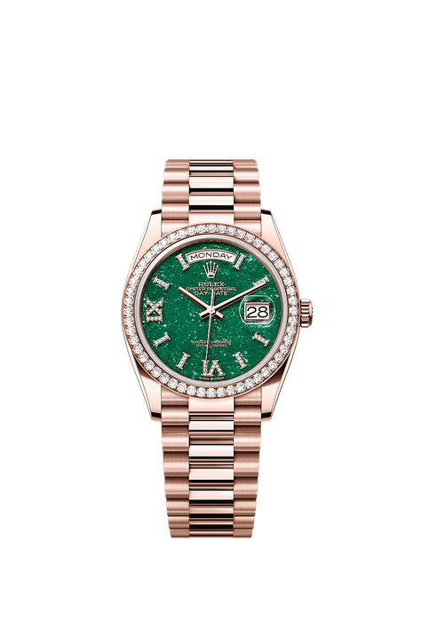 Rolex Rose Gold Day-Date - 36mm - Green aventurine Diamond Dial - President