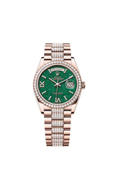 Rolex Rose Gold Day-Date - 36mm - Green aventurine Diamond Dial - President