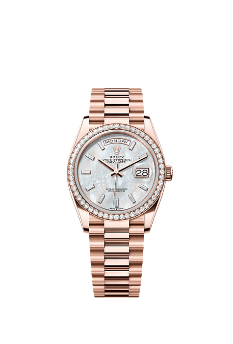 Rolex Rose Gold Day-Date - 36mm - White mother-of-pearl Diamond Dial - President