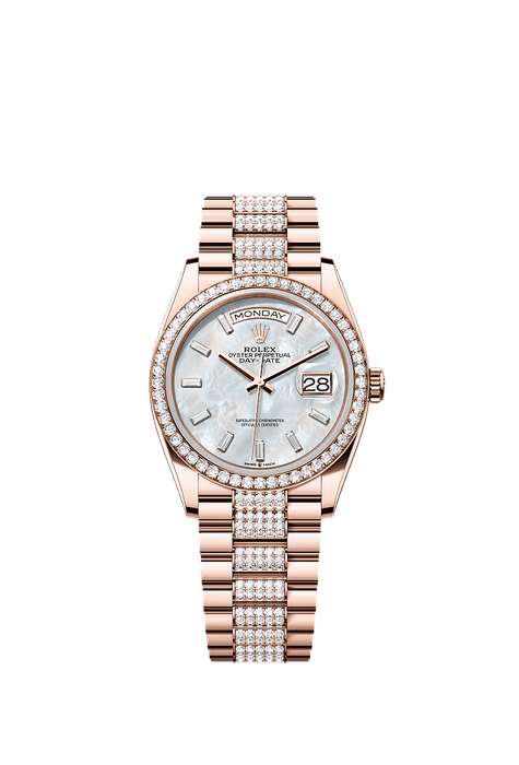 Rolex Rose Gold Day-Date - 36mm - White mother-of-pearl Diamond Dial - President