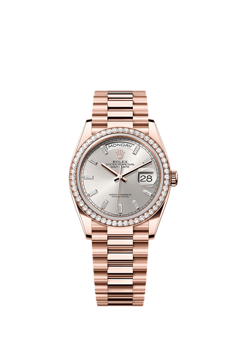 Rolex Rose Gold Day-Date - 36mm - Silver Diamond Dial - President