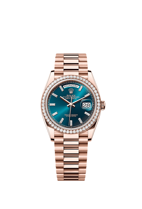 Rolex Rose Gold Day-Date - 36mm - Blue-green Diamond Dial - President