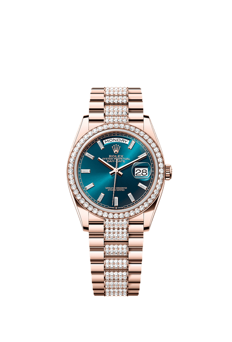 Rolex Rose Gold Day-Date - 36mm - Blue-green Diamond Dial - President