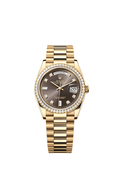 Rolex Yellow Gold Day-Date - 36mm - Dark grey Diamond Dial - President